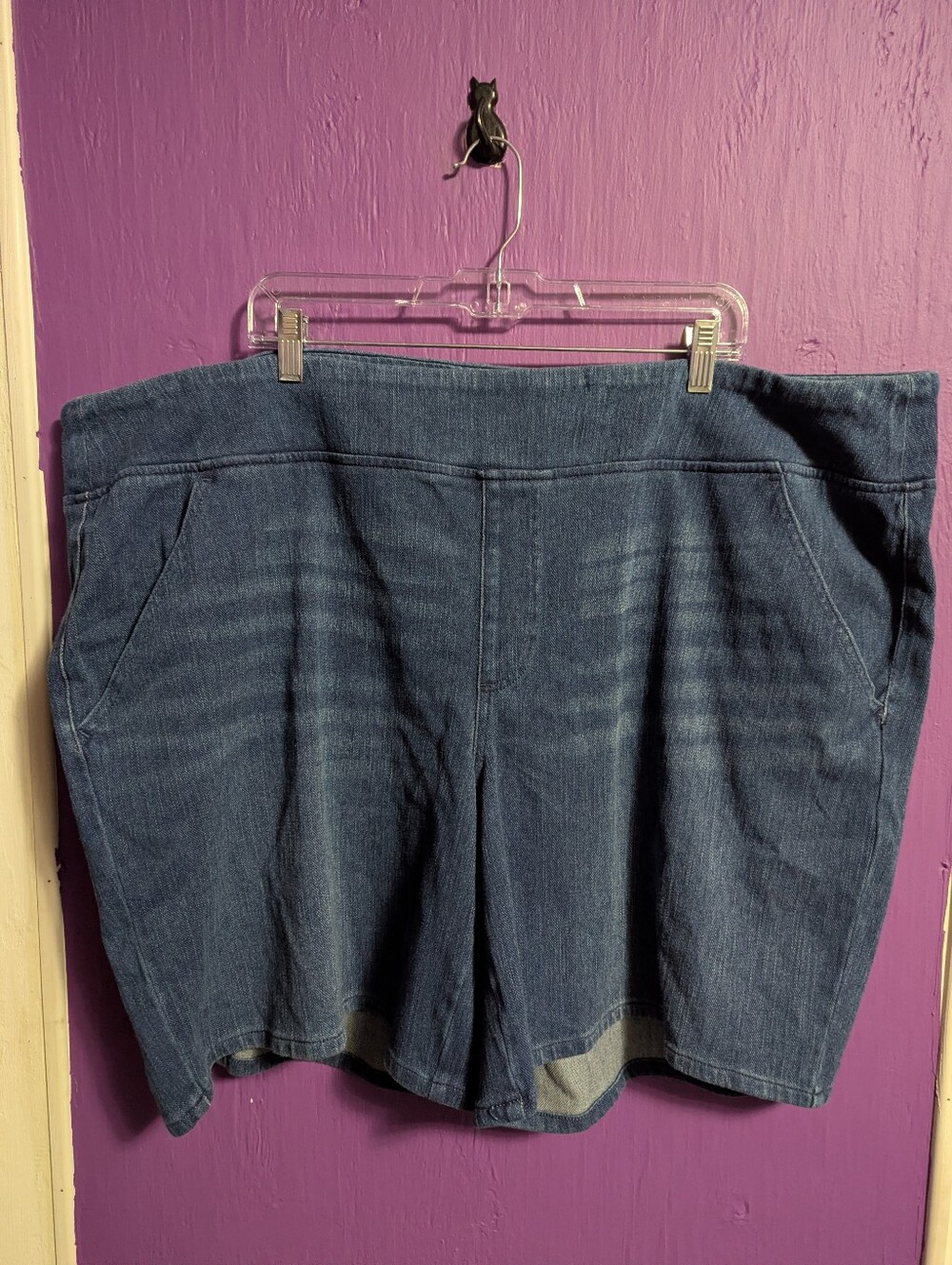 💜 Belle By Kim Gravel Medium Wash Pull On Stretch Jean Shorts 30 5X 6X